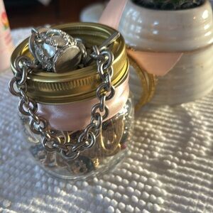 Tutti Frutti signed Bracelet Gold tone bangles Jewelry Jar